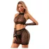JSY 011 - ensemble de lingerie en résille scintillante (noir)