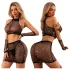 JSY 011 - ensemble de lingerie en résille scintillante (noir)