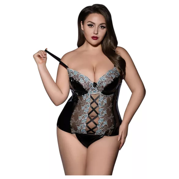 JSY 062 - ensemble de lingerie noire à lacets (XL-2XL)
