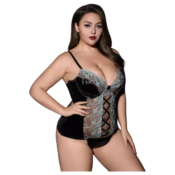 JSY 062 - ensemble de lingerie noire à lacets (XL-2XL)