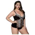 JSY 062 - ensemble de lingerie noire à lacets (XL-2XL)