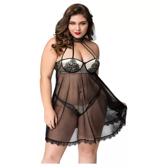 JSY 066 - ensemble babydoll noir (XL-2XL)