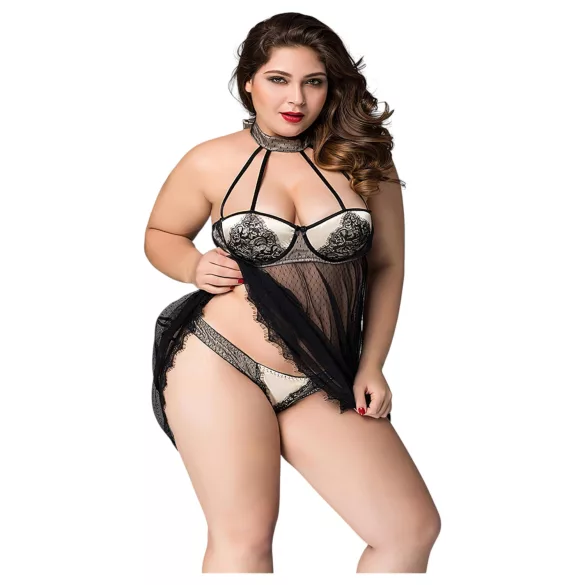 JSY 066 - ensemble babydoll noir (XL-2XL)