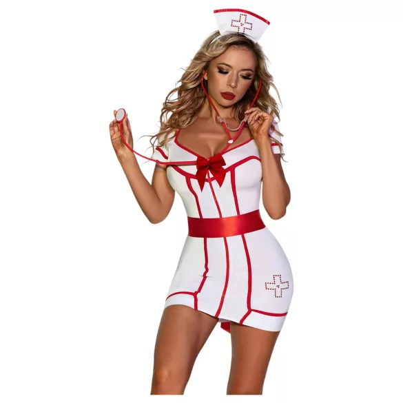 JSY 094 - costume d’infirmière - blanc et rouge - L/XL