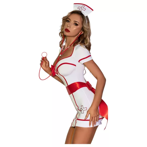 JSY 094 - costume d’infirmière - blanc et rouge - L/XL