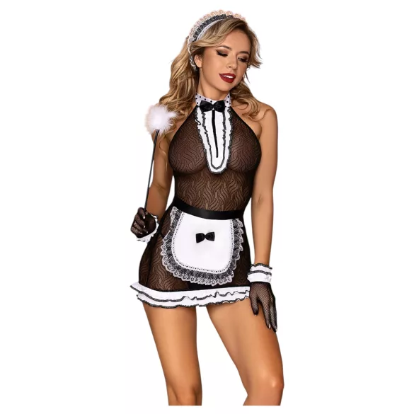 JSY 098 - costume de soubrette - blanc et noir - L/XL