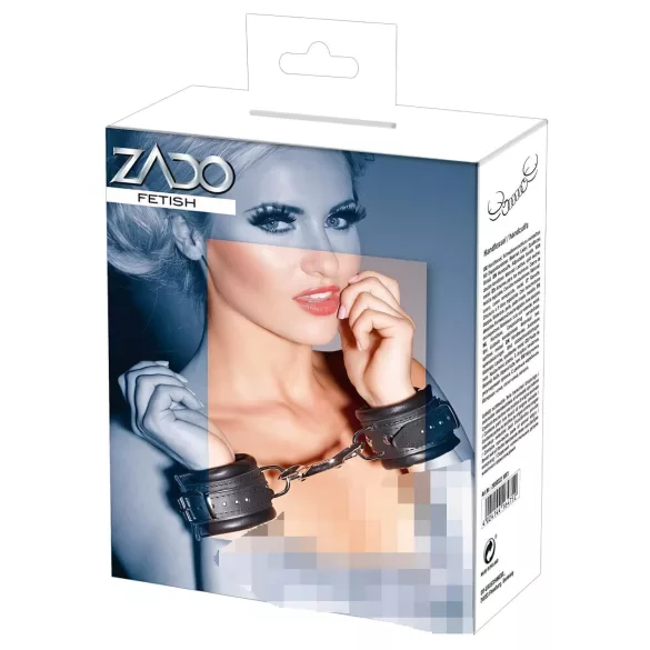 ZADO - menottes poignet cuir avec mousqueton - noir