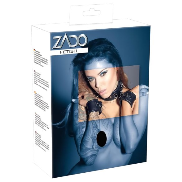 ZADO - Collier en cuir avec menottes (noir)