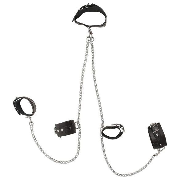 / ZADO - Ensemble de menottes en cuir pour cou, poignets et chevilles (noir)
