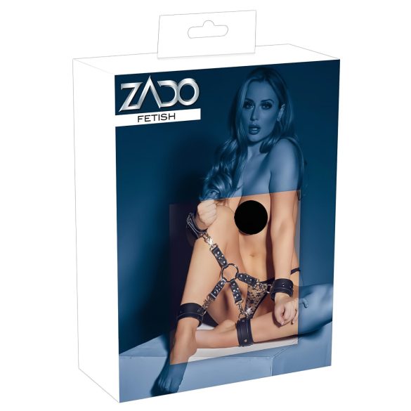 ZADO - Ensemble menottes poignets et chevilles à sangles croisées (noir)