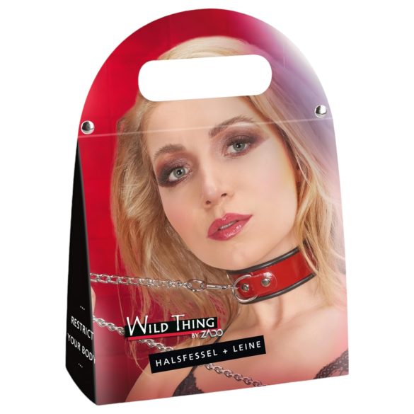 ZADO - collier et laisse en cuir (rouge)
