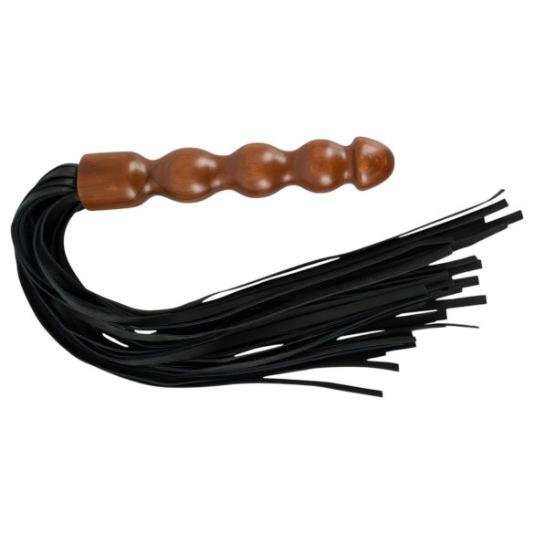 ZADO - Fouet en cuir, manche dildo bois (noir-marron)