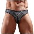 String homme brillant avec empiècement transparent (noir)