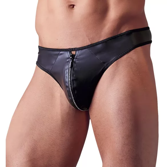 Svenjoyment - string homme zippé strass - effet brillant - noir