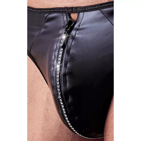 Svenjoyment - string homme zippé strass - effet brillant - noir - XL