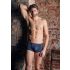 NEK - Boxer bleu avec lacets noirs et inserts résille - M