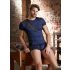 NEK - Boxer bleu avec lacets noirs et inserts résille - L