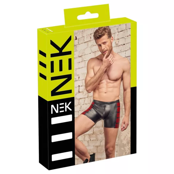 NEK - boxer zippé homme - bandes rouges latérales - noir - XL