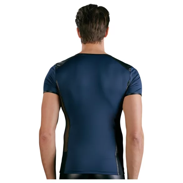 NEK - haut homme résille lacets noirs - bleu