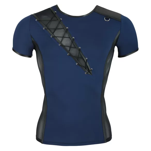 NEK - haut homme résille lacets noirs - bleu - M