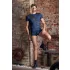NEK - haut homme résille lacets noirs - bleu - M