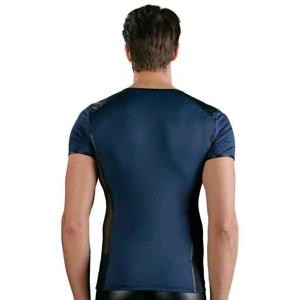 NEK - haut homme résille lacets noirs - bleu - M