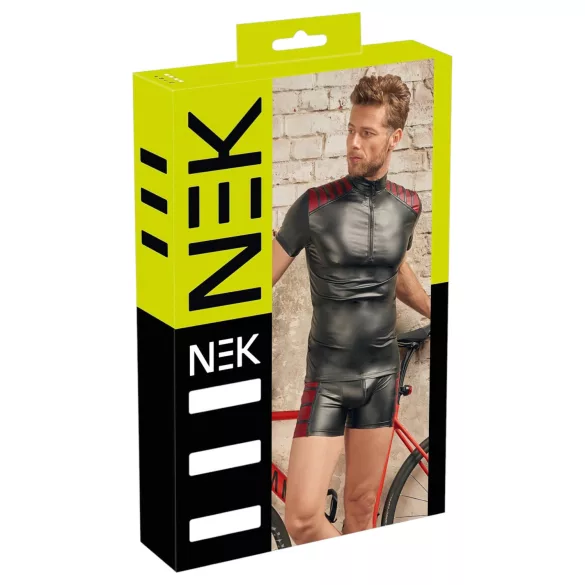 NEK - haut homme zippé - insert rouge - noir - XL