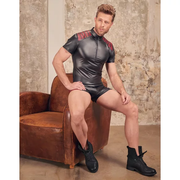 NEK - haut homme zippé - insert rouge - noir - XL