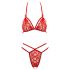 Ensemble soutien-gorge ouvert en dentelle rouge