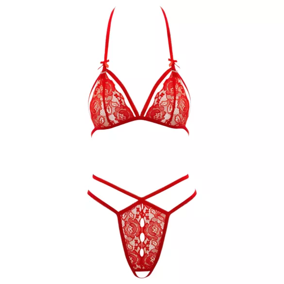 Cottelli - ensemble soutien-gorge ouvert en dentelle - rouge - M