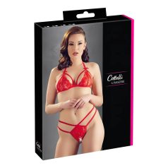   Cottelli - ensemble soutien-gorge ouvert en dentelle - rouge - L