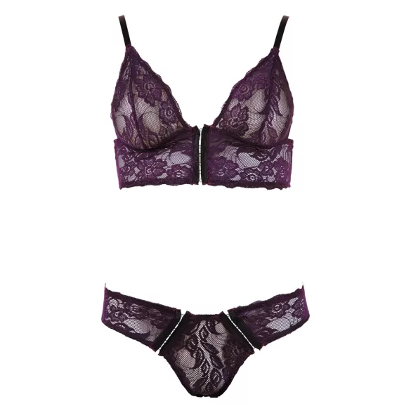 Cottelli - Ensemble soutien-gorge dentelle fleurs - violet - XL