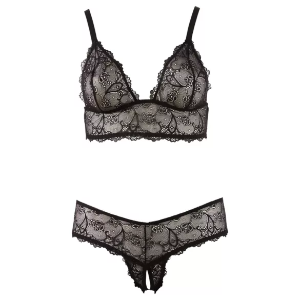 Cottelli Plus Size - ensemble lingerie grande taille en dentelle - noir - XXXXL