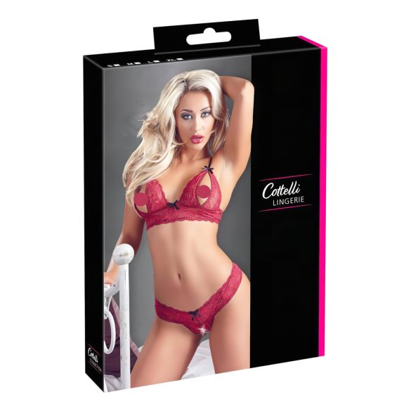 Cottelli - Ensemble de lingerie coquine en dentelle rouge