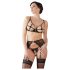 Ensemble de Soutien-Gorge Étincelant en Dentelle - Abierta Fina (Noir) - L