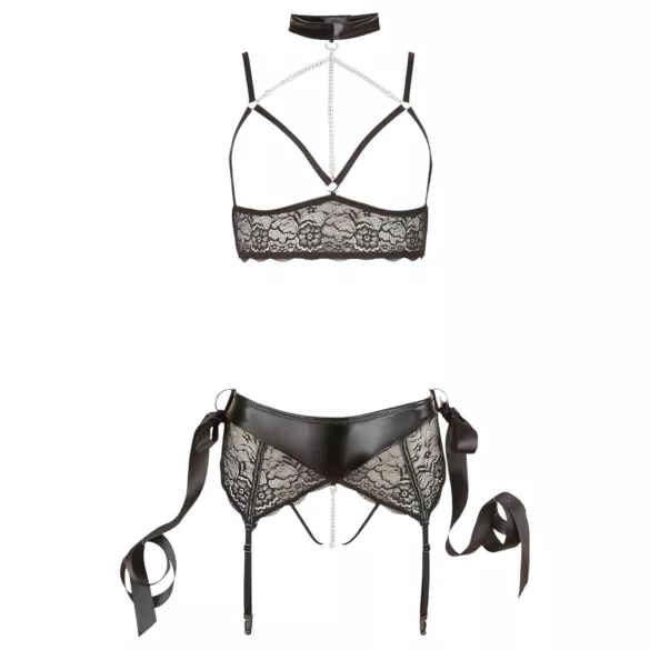 Cottelli Bondage - ensemble lingerie dentelle - 5 pièces - L