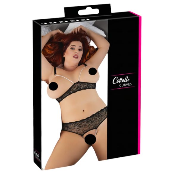 Cottelli Grande Taille - ensemble soutien-gorge perlé (noir)