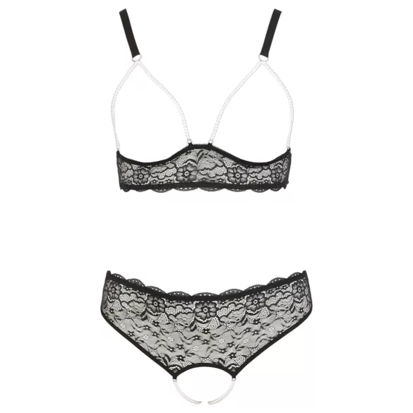 Cottelli Plus Size - ensemble soutien-gorge perlé - noir