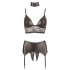 Ensemble bondage en dentelle brillante (4 pièces) - XL