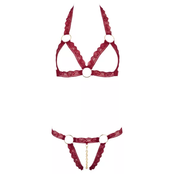 Cottelli - ensemble soutien-gorge ouvert à anneaux métal - rouge - M/L