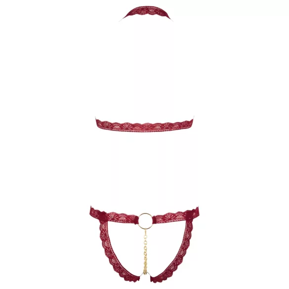 Cottelli - ensemble soutien-gorge ouvert à anneaux métal - rouge - M/L
