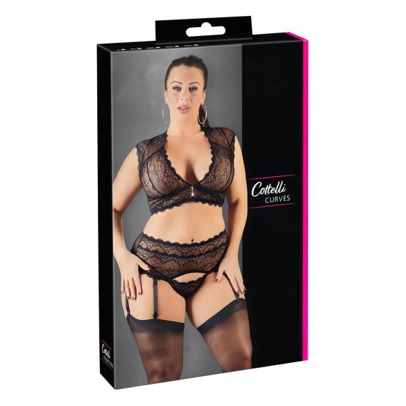 Cottelli Grande Taille - ensemble lingerie strass & dentelle (noir)