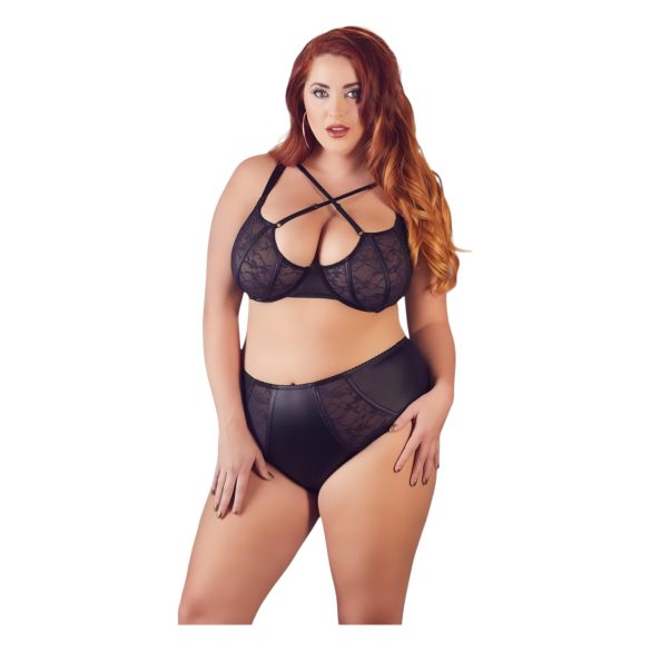 / Cottelli Grande Taille - soutien-gorge croisé et culotte (noir) - 85E/L