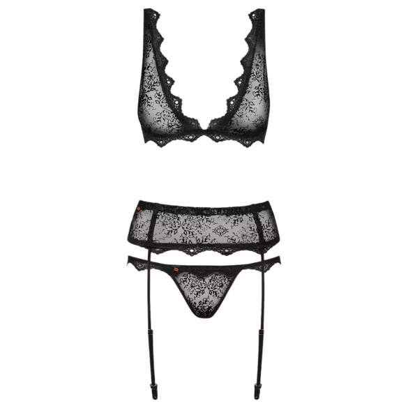 Obsessive - ensemble lingerie broderie fine - noir