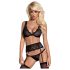 Obsessive Emperita - Ensemble de lingerie noire à broderies délicates - L/XL