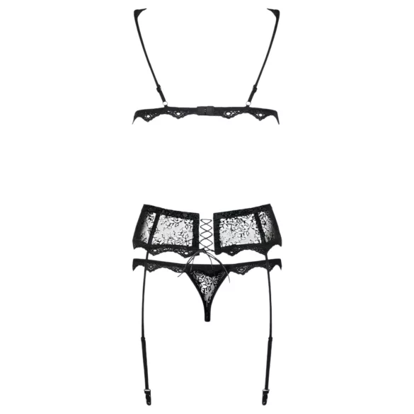 Obsessive - ensemble lingerie broderie fine - noir - L/XL