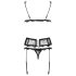 Obsessive Emperita - Ensemble de lingerie noire à broderies délicates - L/XL