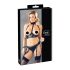 Cottelli Bondage - Ensemble noir brillant avec soutien-gorge et menottes