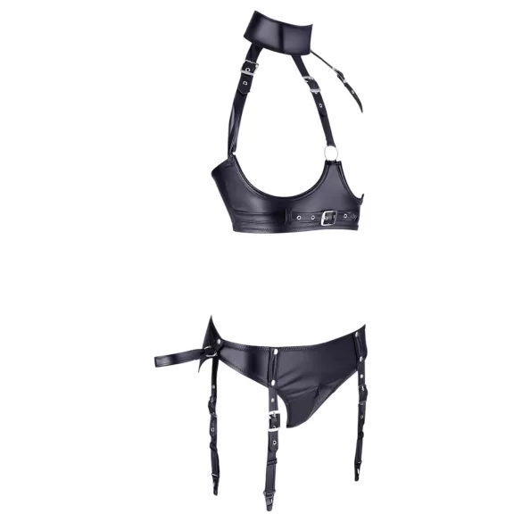 Cottelli Bondage - ensemble soutien-gorge brillant avec menottes - noir