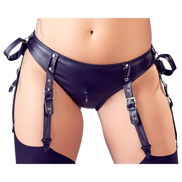 Cottelli Bondage - ensemble brillant avec soutien-gorge et menottes (noir) - L